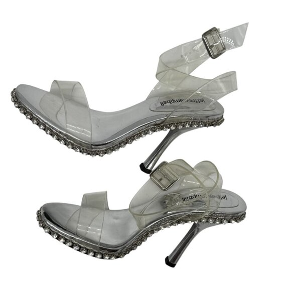Jeffrey Campbell Silver Crystal Charmed Heeled Sandal NWB - Size 6.5 - Picture 5 of 12